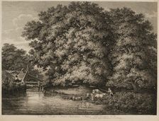A Farmer Driving his Cattle into the Water, 1780. Creator: Johann Christian Reinhart