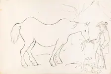 A Farmer Feeding His Horse, 1825-1839. Creator: James Howe