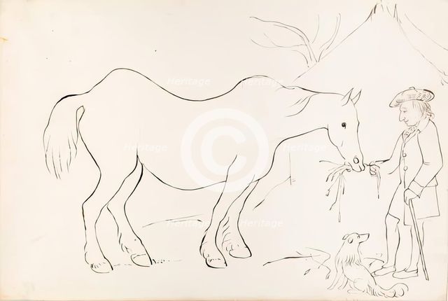 A Farmer Feeding His Horse, 1825-1839. Creator: James Howe.