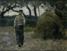 A Farmer standing near a Hay-Stack, 1889. Creator: Richard Roland Holst