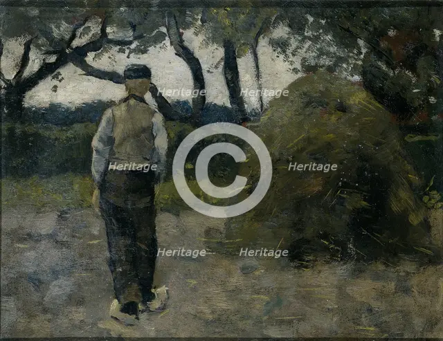 A Farmer standing near a Hay-Stack, 1889. Creator: Richard Roland Holst.