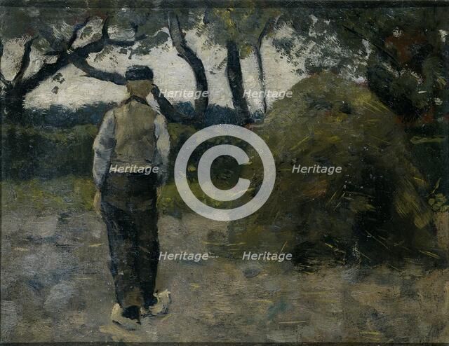 A Farmer standing near a Hay-Stack, 1889. Creator: Richard Roland Holst.