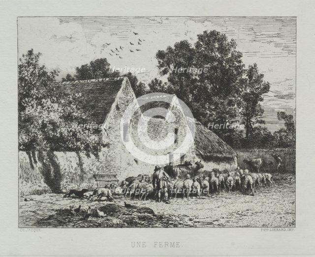 A Farmhouse. Creator: Charles-Émile Jacque (French, 1813-1894).