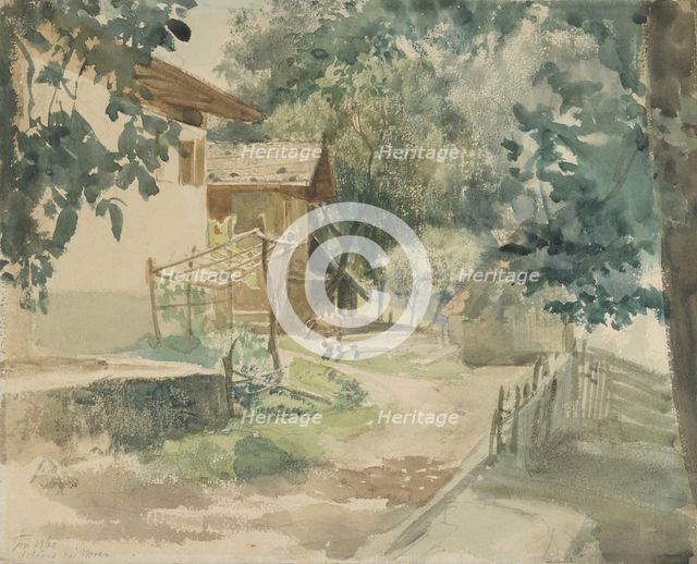 A Farmyard near Merano, 1860. Creator: Franz Meyerheim.