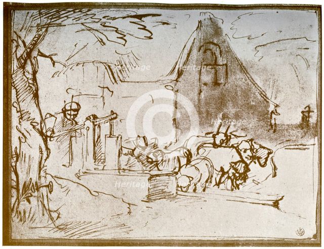 A farmyard scene, 1913.Artist: Rembrandt Harmensz van Rijn    