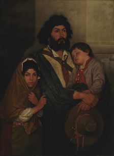A Father with His Two Childen from Subiaco, 1868. Creator: Severin Falkman
