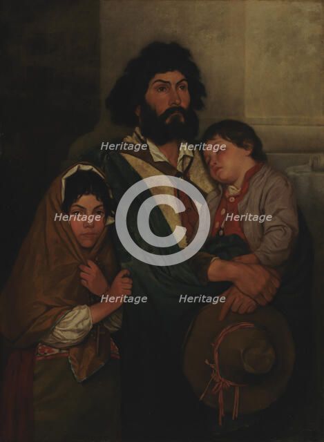 A Father with His Two Childen from Subiaco, 1868. Creator: Severin Falkman.