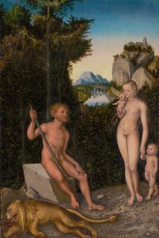 A Faun and His Family with a Slain Lion, about 1526. Creator: Lucas Cranach the Elder