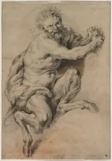 A Faun Grasping a Bunch of Grapes, after 1616/18. Creator: Peter Paul Rubens (Flemish, 1577-1640), studio of
