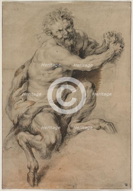 A Faun Grasping a Bunch of Grapes, after 1616/18. Creator: Peter Paul Rubens (Flemish, 1577-1640), studio of.
