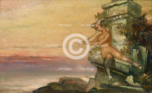 A faun playing the flute.