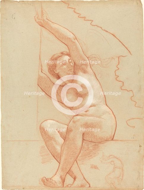A Female Nude Seated on a Ledge, 1863/1866. Creator: Charles Louis Lucien Muller.