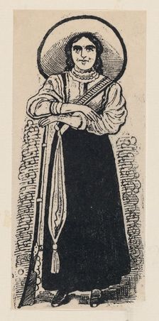 A female soldier standing, ca. 1880-1910., ca. 1880-1910. Creator: José Guadalupe Posada