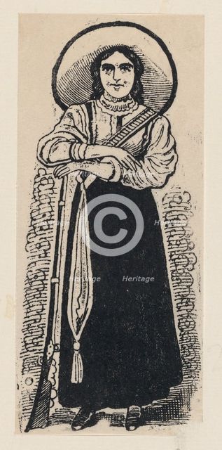A female soldier standing, ca. 1880-1910., ca. 1880-1910. Creator: José Guadalupe Posada.