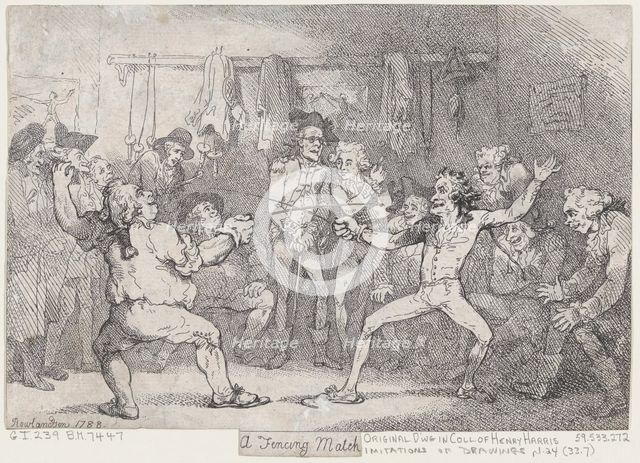 A Fencing Match, December 29, 1788., December 29, 1788. Creator: Thomas Rowlandson.