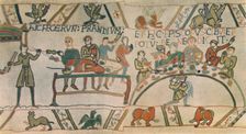 A Feast. Detail from the Bayeux Tapestry, late 11th century (1944). Creator: Unknown