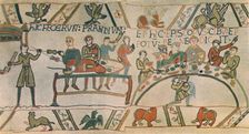 A Feast. Detail from the Bayeux Tapestry, late 11th century (1944). Creator: Unknown