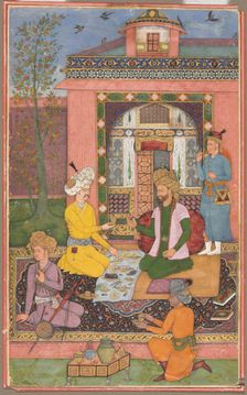 A feast in a pavilion setting, c. 1620. Creator: Muhammad Ali (Persian, active 1590-1620), attributed to