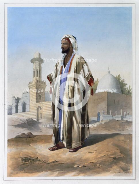 A fellah dressed in a haba, 1848. Artist: Charles Bour