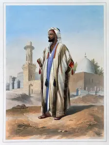 A fellah dressed in a haba, 1848. Creator: Charles Bour
