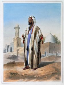 A fellah dressed in a haba, 1848. Creator: Charles Bour