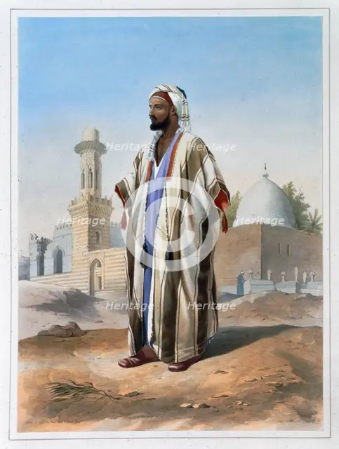 A fellah dressed in a haba, 1848. Creator: Charles Bour.