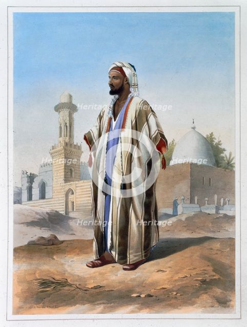 A fellah dressed in a haba, 1848. Creator: Charles Bour.