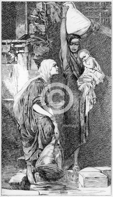 'A Fellah Woman at the Spring', c1880-1882.Artist: W Unger