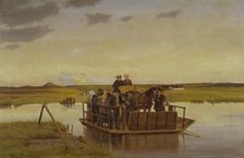 A ferry across the Gudenåen, 1910-1917. Creator: Hans Smidth