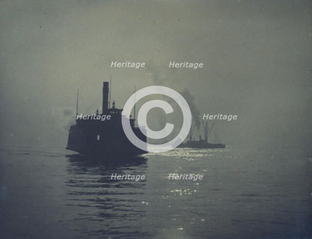 A ferry crossing a smooth body of water with other ships in the background, c1900. Creator: Frances Benjamin Johnston.
