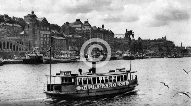 A ferry on the way to the island of Djurgarden, Stockholm, Sweden, c1923. Artist: Unknown