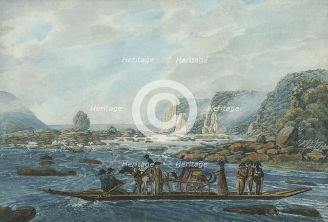 A Ferry Scene on the Susquehanna at Wright's Ferry, near Havre de Grace, 1811-ca. 1813. Creator: Pavel Petrovic Svin'in.