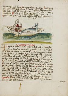 A Ferryman with a Wolf in a Boat; Fables, third quarter of 15th century. Creator: Unknown