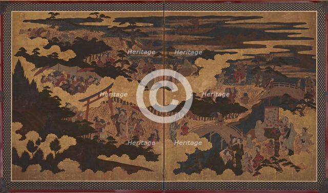 A festival at the Sumiyoshi Shrine, Edo period, early 17th century. Creator: Unknown.