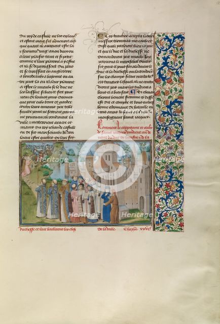 A Festive Procession in Santiago de Compostela, c1380s; Chroniques (Book Three), about 1480-1483. Creator: Master of Edward IV.