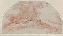 A Fête Galante with Falconers, c. 1711-1712. Creator: Jean-Antoine Watteau