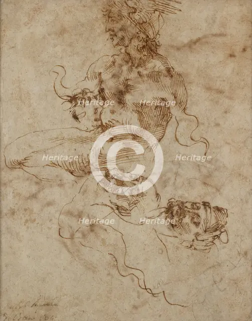 A Figure resembling a Triton, c1490-1560. Artist: Michelangelo Buonarroti.