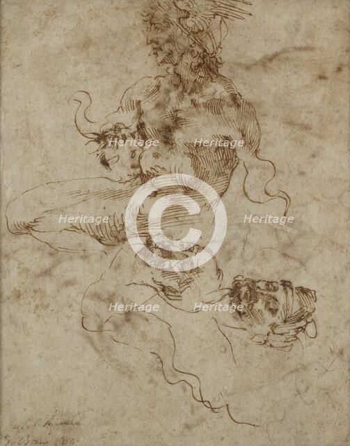 A Figure resembling a Triton, c1490-1560. Artist: Michelangelo Buonarroti.