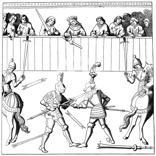 A fight to the death, 15th century (1849). Artist: Unknown