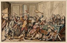 A fight between the Fellows of the Royal College of Physicians and the licentiates of Sco...in 1767. Creator: Unknown