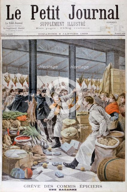 A fight during the grocers strike, Paris, 1899. Artist: Henri Meyer