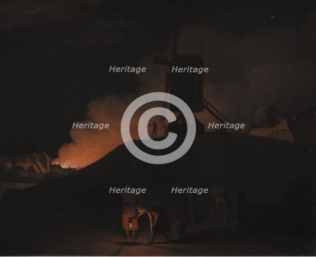 A Fire at Night, 1807. Creator: CW Eckersberg.