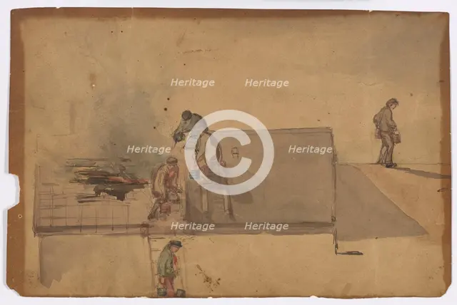 A Fire at Pomfret, 1849. Creator: James Abbott McNeill Whistler.