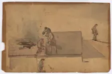 A Fire at Pomfret, 1849. Creator: James Abbott McNeill Whistler