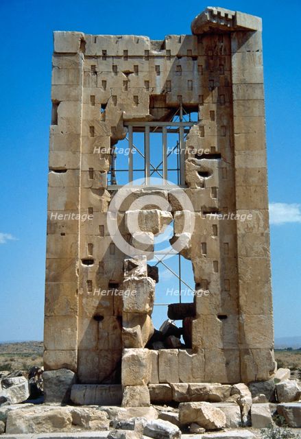 A fire temple, sundial, store or tomb, Prison of Solomon, Pasargadae, Iran, Achaemenid  era (1994). Creator: LTL.
