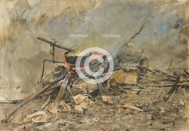 A Fire with a Kettle. Study for Sancta Simplicitas. Creator: Carl Gustaf Hellqvist.