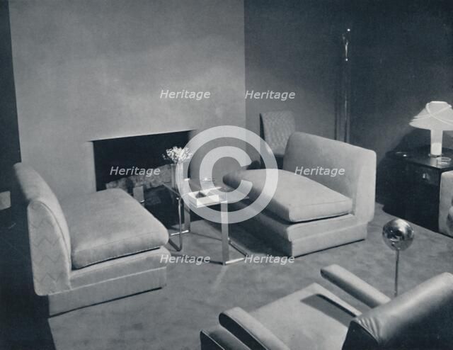 'A fireside group in a living-room designed by Russel Wright', 1935. Artist: Unknown.