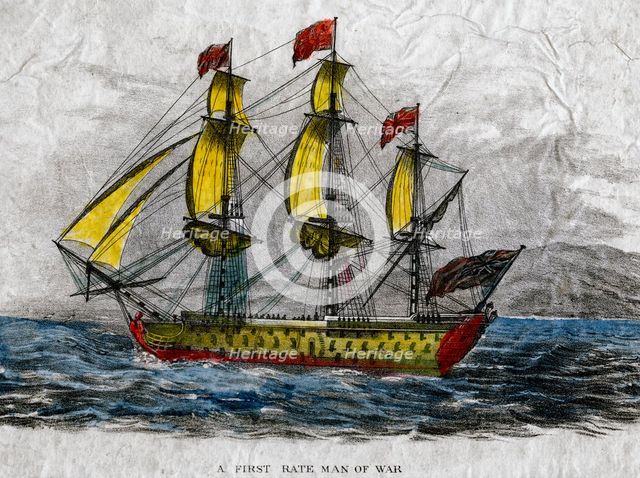 A first rate man-of-war, c18th century. Artist: Unknown