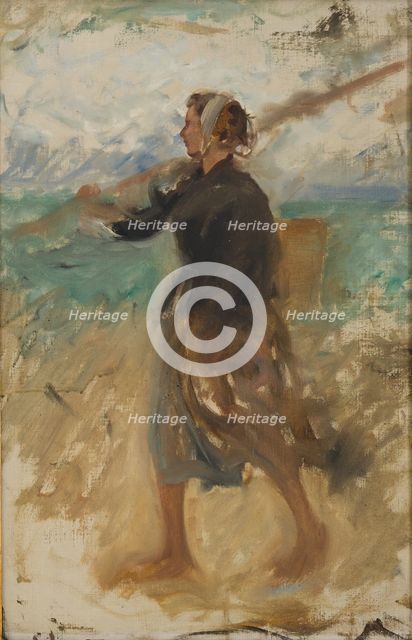 A Fishergirl from the North of France. Study, late 19th-early 20th century. Creator: August Hagborg.