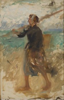 A Fishergirl from the North of France. Study, late 19th-early 20th century. Creator: August Hagborg